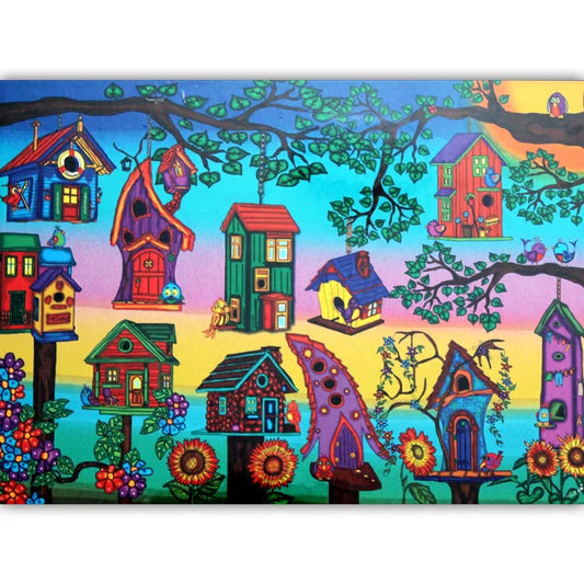 Bird Houses - 1000 Piece Jigsaw Puzzle by JaCaRou Puzzles - Puzazzled